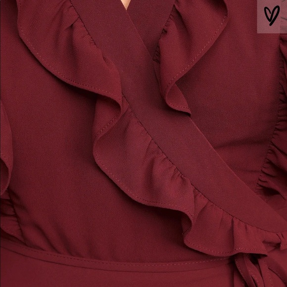 Lulus burgundy ruffled wrap maxi dress - Picture 5 of 6